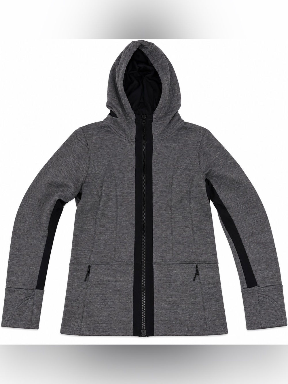 Athleta Women’s Small Gray Full Zip Hooded Jacket Fleece Lined Athletic